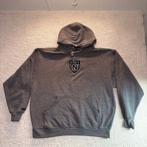 Vintage Jansport US Naval Academy Hoodie Gray Large Navy N Shield Logo